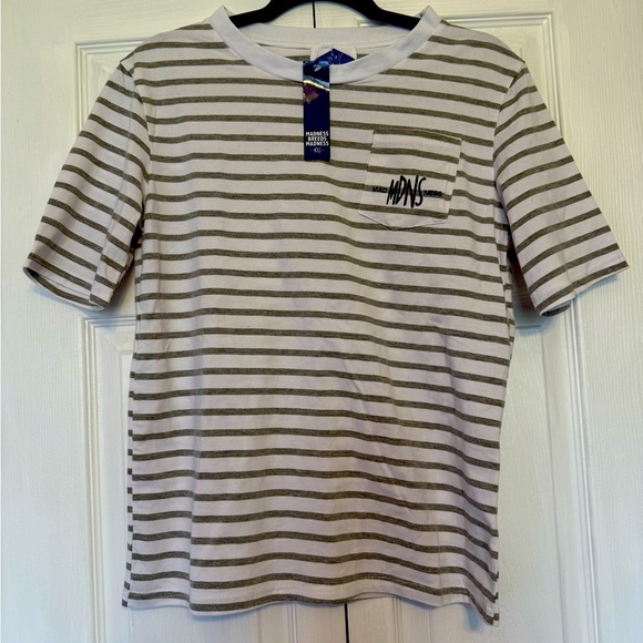 Madness MDNS Men’s Striped Black and White Pocket Tee Size XL New with Tags - Picture 1 of 5